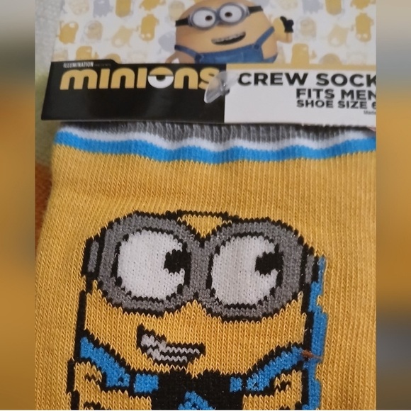 Yellow and Blue Casual Crew Socks with Cartoon Design - Picture 5 of 8